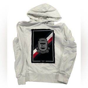White Tommy Hilfiger Logo hoodie sweatshirt size XS EUC